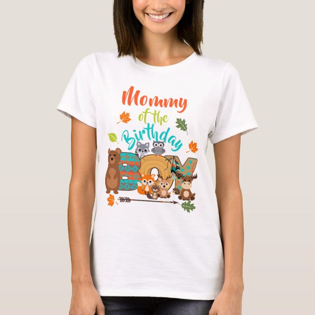 Mummy of the Birthday Boy Woodland Arrow T-Shirt (Front)