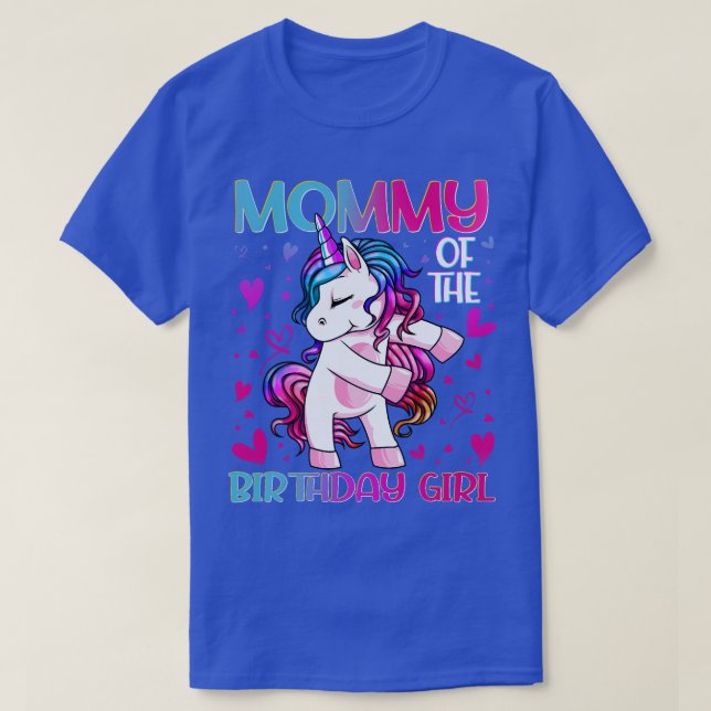 Mummy of the Birthday Girl Flossing Unicorn Mum Mo T-Shirt (Design Front)