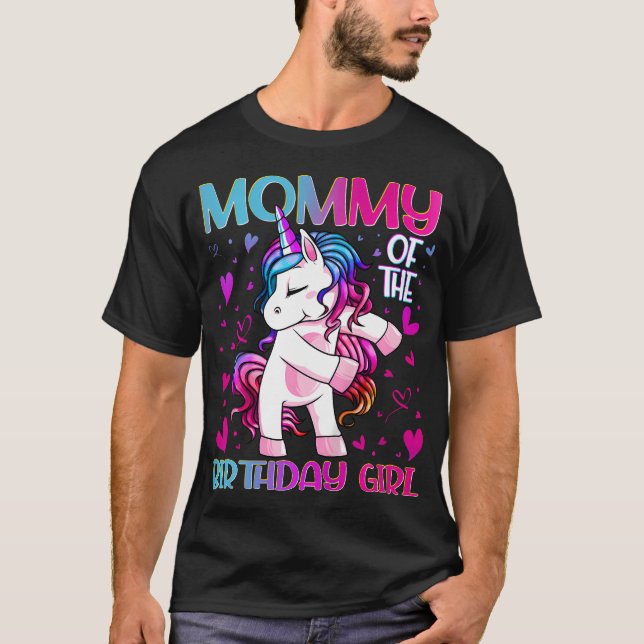 Mummy of the Birthday Girl Flossing Unicorn Mum Mo T-Shirt (Front)