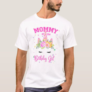 Mummy Of The Birthday Girl! Unicorn Face Theme Gif T-Shirt