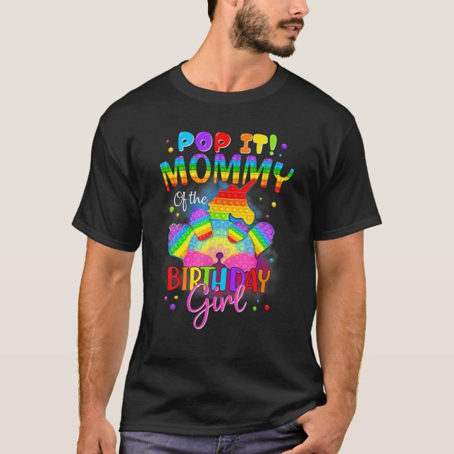 Mummy Of The Birthday Girl Unicorn Girls Rainbow P T-Shirt (Front)