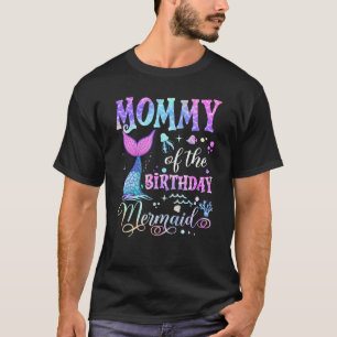 Mummy Of The Birthday Mermaid Girl Bday Party Squa T-Shirt