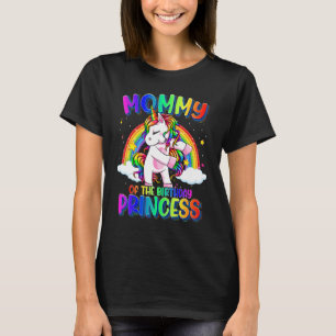 Mummy Of The Birthday Princess Flossing Unicorn Bi T-Shirt