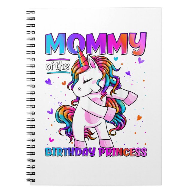 Mummy of the Birthday Princess Girl Flossing Unico Notebook (Front)