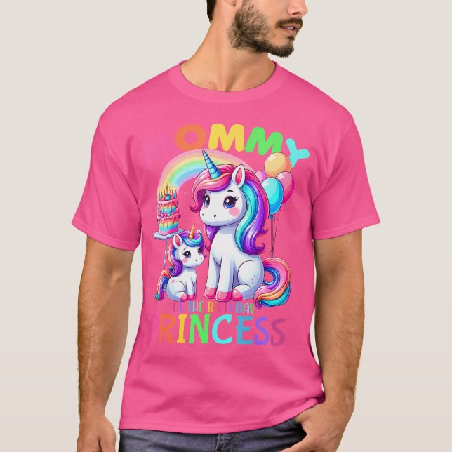 Mummy Of The Birthday Princess Unicorn Mum T-Shirt (Front)