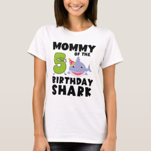 Mummy Of The Birthday Shark 5 years old Birthday T-Shirt