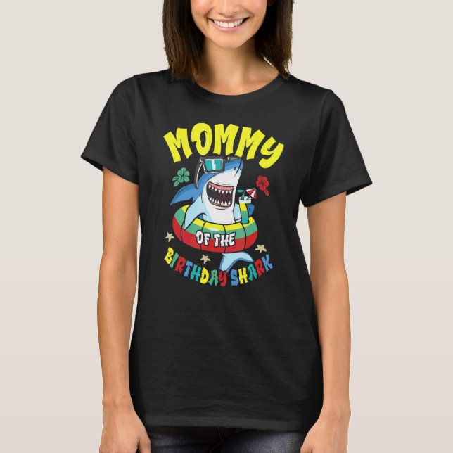 Mummy Of The Birthday Shark Matching Family T-Shirt (Front)