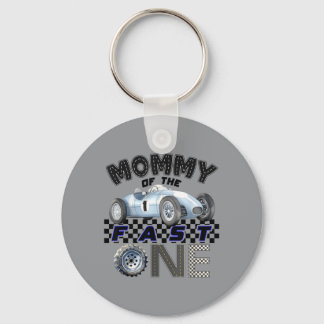 Mummy Of The Fast One Birthday 1st Race Car Family Key Ring