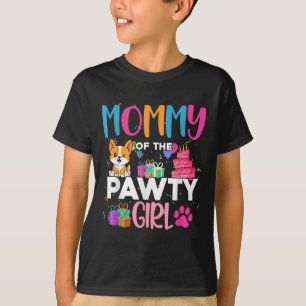 Mummy Of The Pawty Girl Corgi Dog Family Birthday T-Shirt