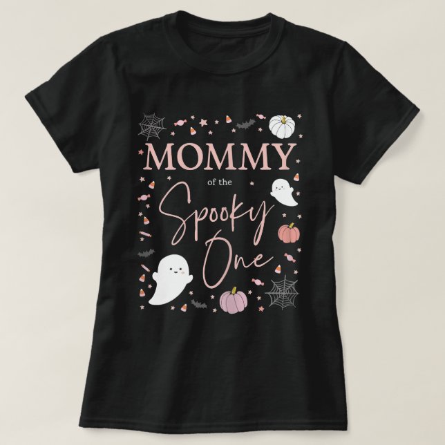 Mummy of the Spooky One Girl First Birthday Pink H T-Shirt (Design Front)
