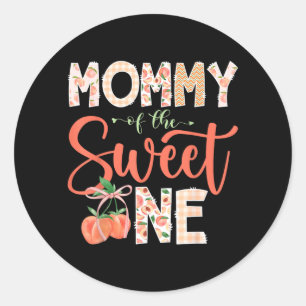 Mummy of The Sweet One Peach 1st Birthday Girl Classic Round Sticker