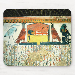 Mummy on a funeral bed with various divinities mouse mat