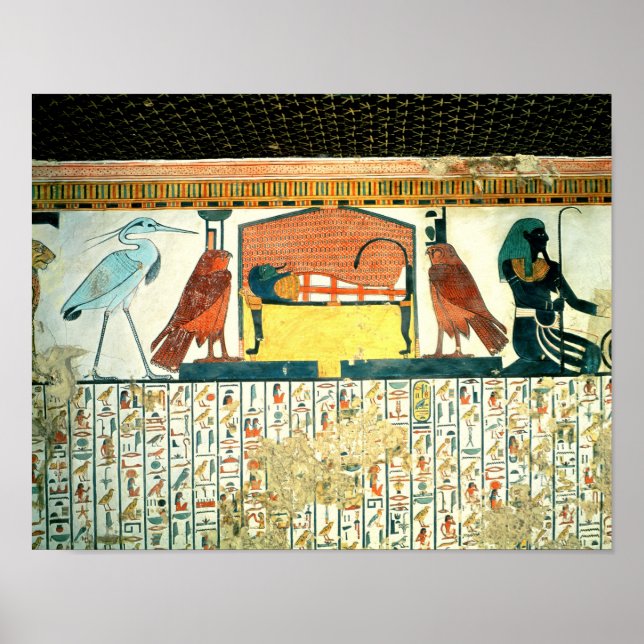 Mummy on a funeral bed with various divinities poster (Front)