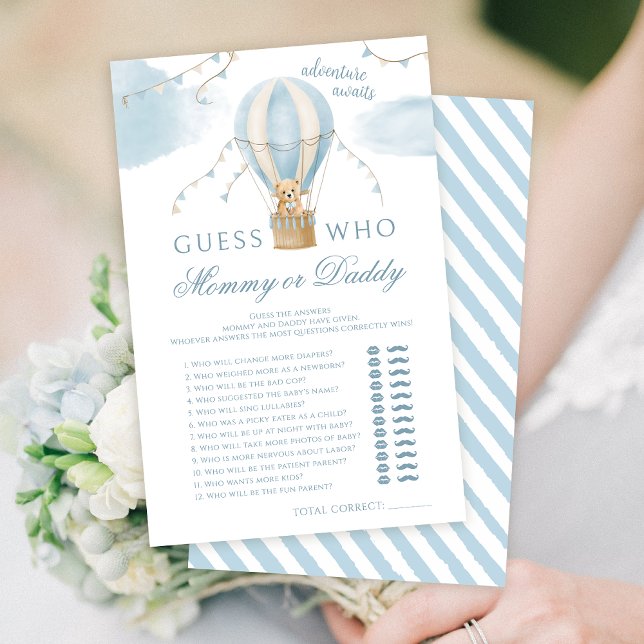 Mummy or Daddy Air balloon bear baby shower games (Creator Uploaded)