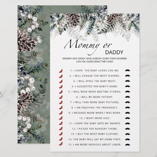 Mummy or daddy baby game (Front/Back)