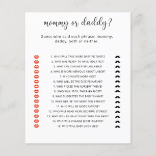 mummy or daddy baby shower game