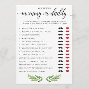 Mummy or Daddy Baby Shower Game Greenery Theme