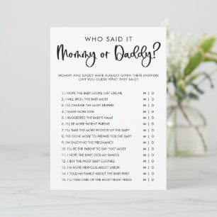 Mummy or Daddy baby shower game modern minimalist Invitation