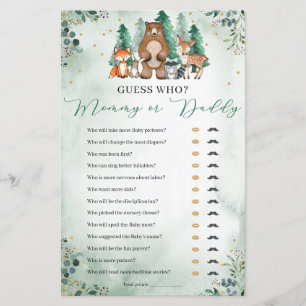 Mummy or Daddy Baby Shower Game woodland