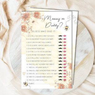 Mummy or Daddy Bee Honey Boho Baby Shower Game