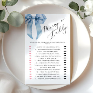  Mummy or Daddy Blue Bow Guess Who game