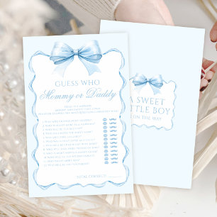 Mummy or Daddy blue ribbon baby boy shower games
