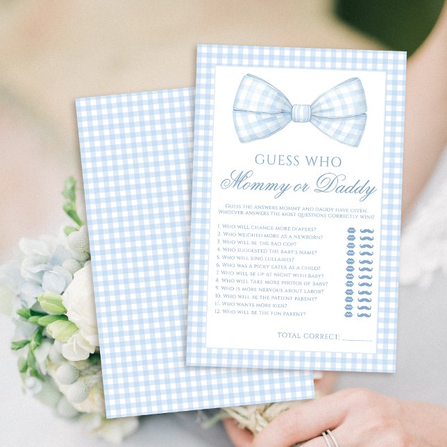 Mummy or Daddy bow tie gingham baby shower games (Creator Uploaded)