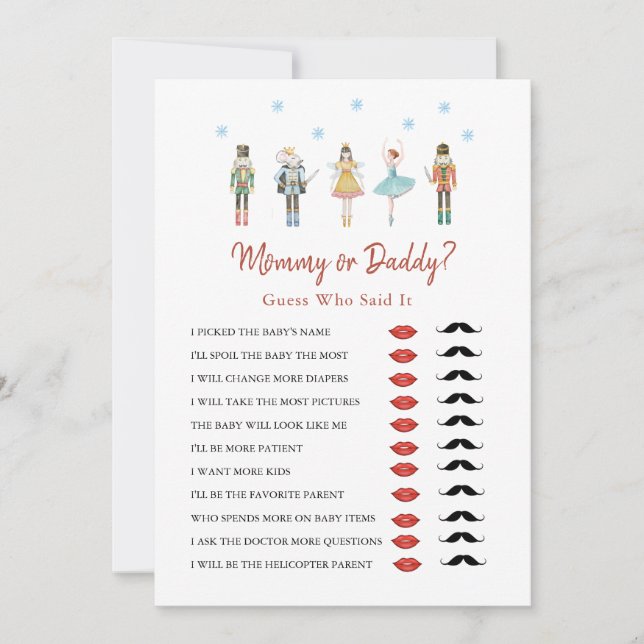 Mummy or Daddy Christmas Girl Baby Shower Game Invitation (Front)