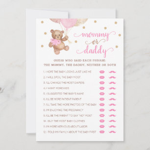 Mummy or Daddy Game Baby Shower Teddy Bear Invitation