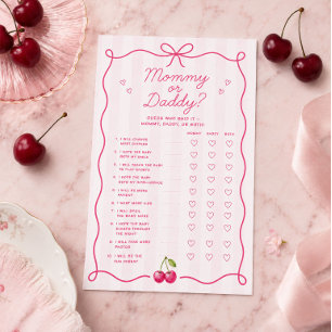 Mummy or Daddy Game Card   Cherry Baby Shower