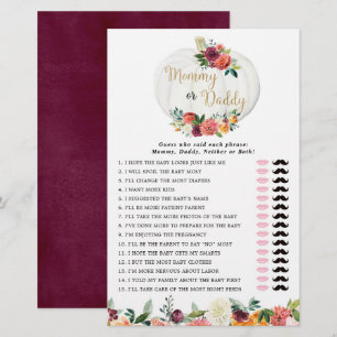 Mummy or Daddy game fall floral pumpkins