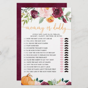 Mummy or Daddy game Fall floral pumpkins