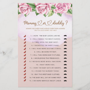 Mummy or daddy girl baby shower game
