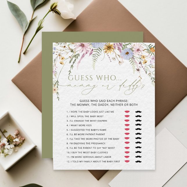 Mummy or Daddy Girl Wildflower Baby Shower Game (Creator Uploaded)