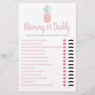 Mummy or Daddy Pineapple Summer Baby Shower Game Flyer
