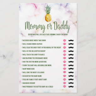 Mummy or Daddy Pineapple Summer Baby Shower Game Flyer