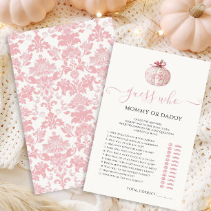 Mummy or Daddy Pink Pumpkin Girl Baby Shower Games