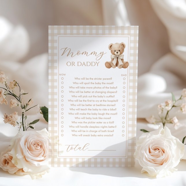 Mummy or daddy teddy bear Baby shower game (Creator Uploaded)