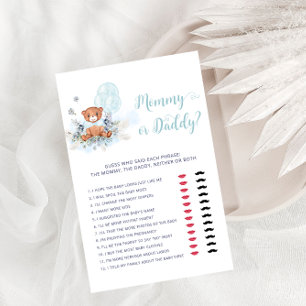 Mummy or Daddy Teddy Bear Boy Baby Shower Game