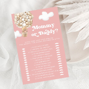 Mummy or Daddy Teddy Bear Pink Baby Shower Game