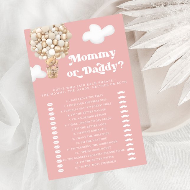 Mummy or Daddy Teddy Bear Pink Baby Shower Game (Creator Uploaded)