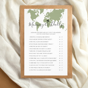 Mummy or Daddy Travel Map Baby Shower Game Flyer