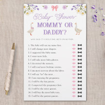 Mummy or Daddy Wildflowers Geese Baby Shower Game