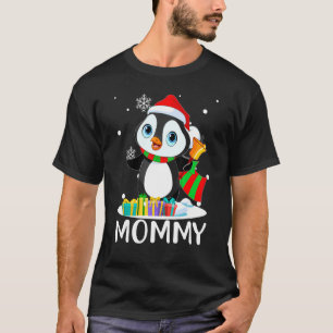 Mummy Penguins Santa Hat Christmas Matching Famil T-Shirt