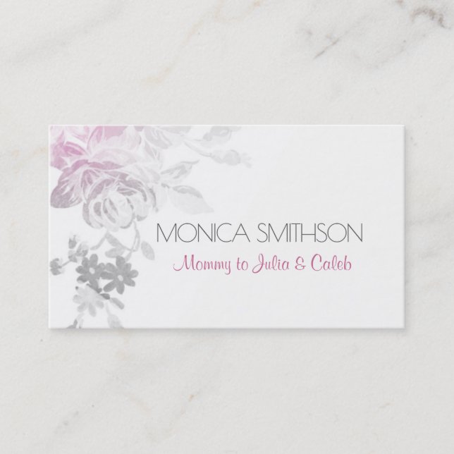 mummy personal calling card floral flowers pink (Front)