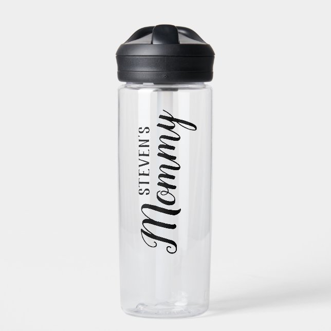 Mummy Personalised Black Water Bottle (Front)