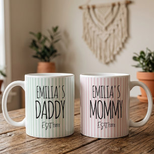 Mummy   Pink Stripes Mother’s Day Personalised Coffee Mug