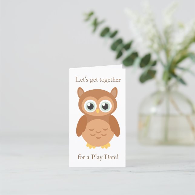 Mummy Play date owl calling Appointment Card (Front)