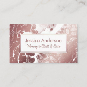 Mummy Playdate Card in Rose Gold and White Marble