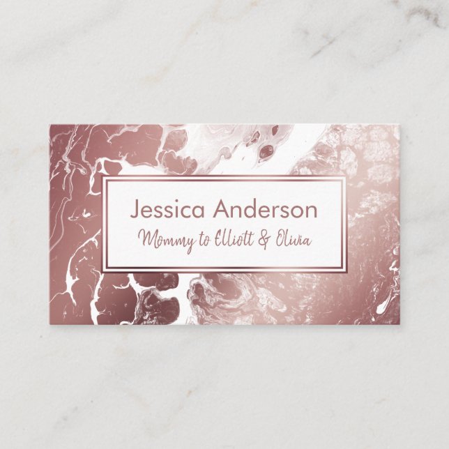 Mummy Playdate Card in Rose Gold and White Marble (Front)